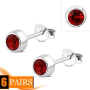 Garnet CZ Silver Stud Earrings, e426st